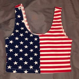 American Apparel American Flag Crop Top